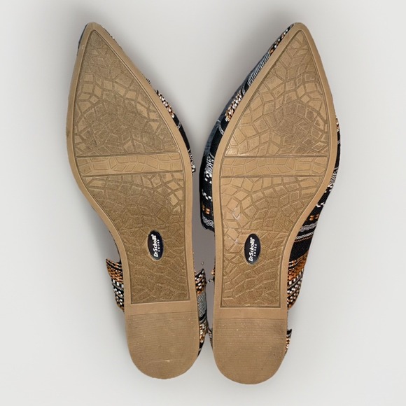 Dr. Scholls Women's Black Stripped Fabric Pointed Toe Flats Size 9M Memory Foam - Picture 5 of 6